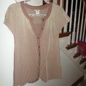 beige and tan strip shirt